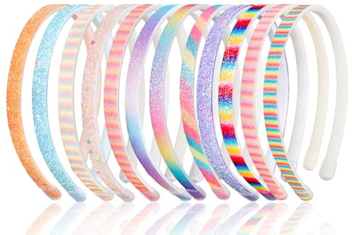 12 Pezzi Cerchietto per Capelli con Glitter, Cerchietti Bambina cerchietti con Denti in Plastica Accessori per Capelli per Bambine e Ragazze (12 colori)
