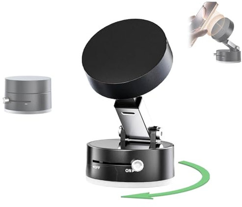 Generic Vacuum Suction Magnetic Phone Holder, Foldable 360 Rotatable Car Mount, Black