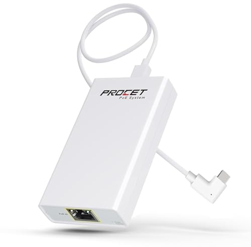 PROCET Gigabit PoE to USB C Converter up to 60W RJ45 to Type C Power Supply with Ethernet Adapter for Tablet, iPad, Laptop, Home Assistant, Weather Sensor, Monitor, WebCam, Wireless AP