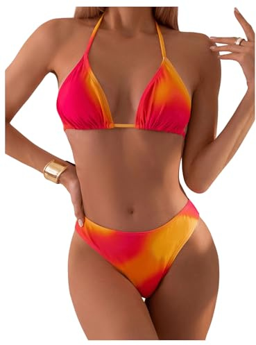 GORGLITTER Neckholder Bikini Set Damen Sommer Triangel Badeanzug Bunt