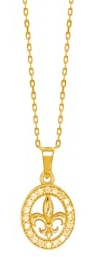 TALISMAN JEWELLERY Pendentif en plaqué or 3 microns 18 carats et zircons blancs - Fleur de lys (11 mm), 11 MM, Plaqué or Zircone cubique, Sans objet