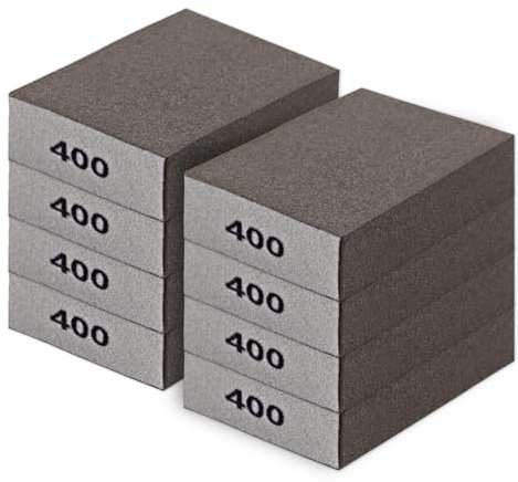 Romeda 8-Pack Sandpaper Block, 400 Grits Washable and Reusable Handmade Sanding Sponge, Drywall Sandpaper Blocks for Wooden Drywall Sheetrock and Metal Glazing