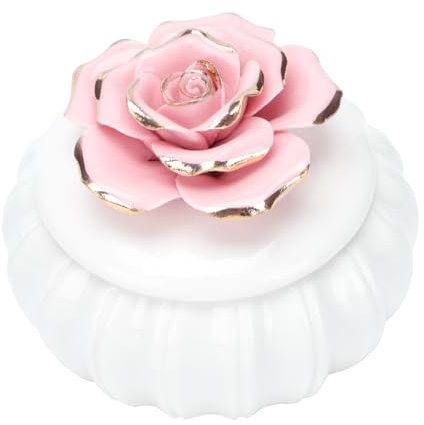 BESPORTBLE Boîte De Rangement Céramique Scellée Décorative Rose Avec Motif Peint Main Capacité Spacieuse Pour Bijoux Et Petits Objets Style Nordique Élégant Pour Intérieur Et Cadeau Créatif