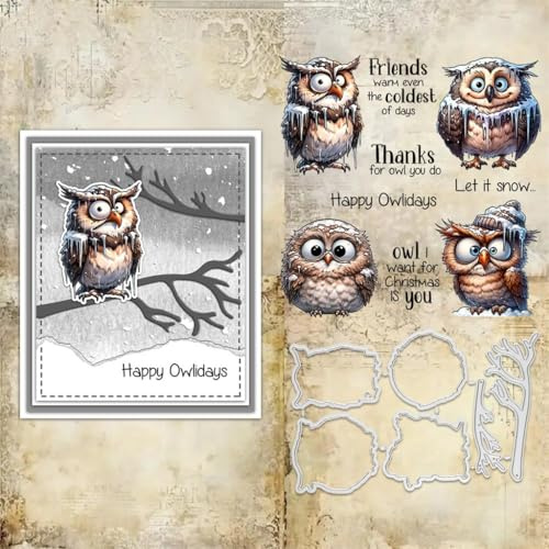 Sredwtk Gnome Tiere Weihnachten Stempel und Stanzen Set,Silikonstempel und Stanzen Set,Stanzschablonen und Stempelset,Clear Stamp und Stanzschablone Für DIY Scrapbooking Fotoalbum Dekor Karten (F)