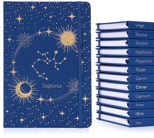 evelay A5 linjerad anteckningsbok inbunden med guldfolie stjärntecken konstellationsdesign och fodrade sidor för anteckningar journal arbete skola (skytten)