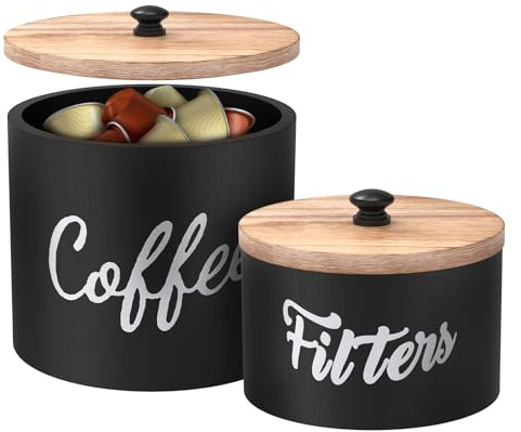 Eyoulife Lot de 2 boîtes à thé en vrac avec poignée - 18,2 x 18,2 x 15,2 cm - Pour café, filtre à café, épices, sucre, farine, céréales, collations