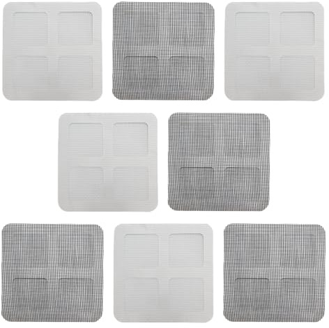 BullTek Set 8 Toppe Adesive Zanzariera 10x10 cm Bianche e Nere – Riparazione Rete Zanzariera Porta o Finestra – Facili da Applicare Autoadesive in Fibra Resistente per Interno ed Esterno
