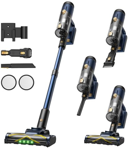 Vexilar V12 Cordless Vacuum Cleaner, 50KPa/450W/50Mins, Lightweight Cordless Vacuum with Anti-Tangle, LED Touchscreen, GreenEye Tech, Detachable Battery, Stick Vacuum for Hardfloor Carpet and Pet Hair