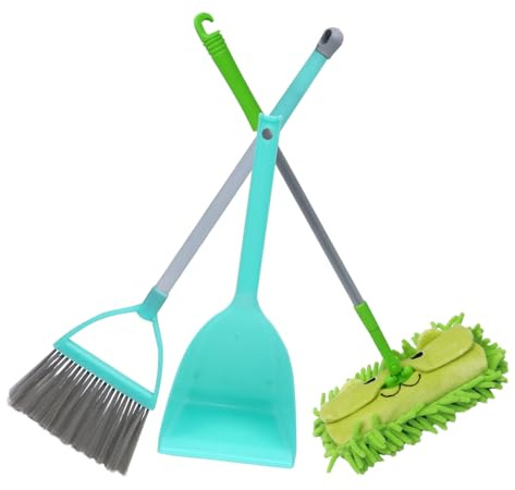 INOOMP 3pcs Mini Broom Dustpan and Mop Set Plastic Cleaning Toy for Boys and Girls Indoor Role Playing Housekeeping Simulation with Elegant Modern Style