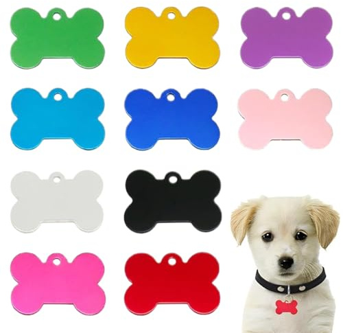 DOKRIN Porte-adresse pour chiens 10 plaques d'identité pour chien, plaques gravées pour animaux, plaques vierges en aluminium, plaques multicolores pour animaux