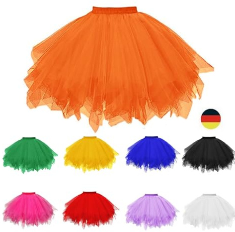 Tüllrock Damen Tütü Rock 50Er Ballett Unterrock Elastische Hohe Taille Ballettrock Petticoat Tanzkleid Halloween Karneval Kostüm