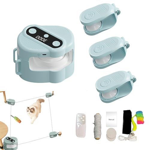 Katzenspielzeug Elektrisch, Laufband, Automatisch / ferngesteuertes für Katzen, Auto- und manuellen Modi,USB Wiederaufladbarer Interaktives Katzenspielzeug Simuliertes Katzenjagdspielzeug (Blau)