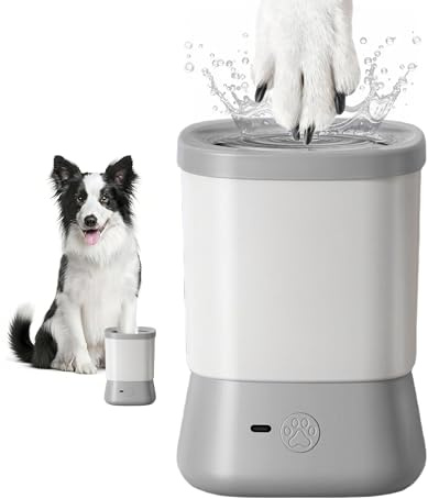 KUEIOX Electric Dog Paw Cleaner for Dogs，2 Speeds Automatic Dog Foot Paw Washer for Small Medium to Large Cat Dog Pet (Grey)