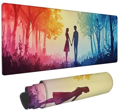 Alfombrilla Ratón XXL Grande Gaming Mouse Pad 1600 x 800 mm, Impermeable Antideslizante Mousepad, Alfombrilla Escritorio con Base de Caucho para Gamers, PC y Portátil - (Nenúfares parejas) G-760