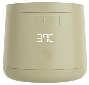 LIINI 4.0 PRO - Calentador de botellas con batería, 75 W, color verde oliva – IP66 resistente al polvo y al agua, 4 niveles 37/40/45/50 °C, batería de 15000 mAh, para viajes y hogar, cable de aluminio