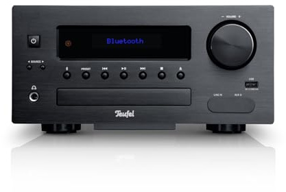 Teufel KOMBO 43 CD-Receiver - Kompakter HiFi-Stereo-Receiver | 2 x 25 Watt, Bluetooth mit aptX®, UKW & Digitalradio - Schwarz