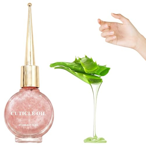 ZOMKIFA Aceite Cutículas Uñas Nail Care para Uñas Frágiles Dañadas - Oil Fortalecedor Cuticula Aloe Vera, Shimmer Rosa Brillo con Vitaminas Naturales E, Hidratante No Graso, Absorción Rápida