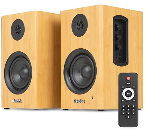 Audizio BS15 Altavoces HiFi estantería 60W Bluetooth HDMI ARC, bambú