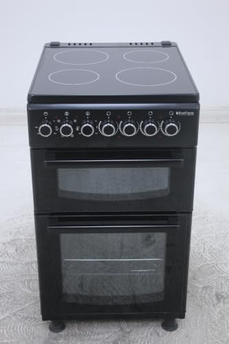 BlueFlame DG5055XXVB 50 cm VitroCeramic Freestanding Electric Cooker With Double Cavity Oven - Turbo Fan - Black