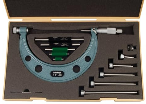 Mitutoyo 104-137, 0 - 6 X .001 Interchangeable Anvil Outside Micrometer Set, with Standards Blue