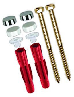 TOX Stand-WC-Befestigung Toilet, mit Allzweckdübel Tri 8x51 mm + Messing-Sechskantschraube 6,0 x 85 mm und Abdeckkappen weiß/chrom , 1 Set, 04510152