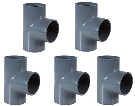 EXCOLO PVC Rohre und Fitting Ø 40 mm Fitting Winkel Kniestück Adapter Muffen T-Stück Kappen (5 x T-Stück 40mm)