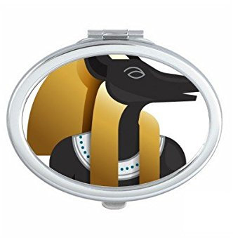 DIYthinker Das alte Ägypten Abstrakte dekorative Muster-Opfer Anubis Kunst-Muster Oval Compact Make-up Taschenspiegel Tragbare Nette kleine Handspiegel