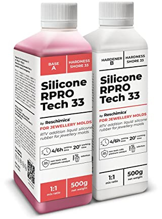 Reschimica Gomma siliconica per stampi 1:1 per Alte Temperature R PRO Tech 33, Resistente alle Alte Temperature,33 Shore, Crea Stampi Professionali Senza ritiro lineare (1 kg)