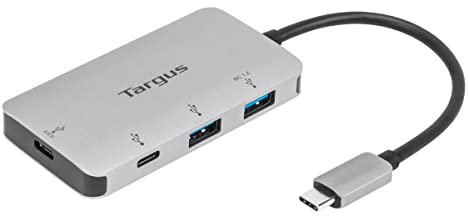 Targus USB-C Multi-Port Hub with 2x USB-A and 2x USB-C Ports with 100W PD Pass-Thru, Gray (ACH228EU)