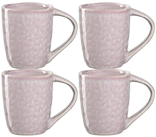 Leonardo Matera Espressotassen Set, 4 Stück, Mokka-Becher aus Steingut, spülmaschinengeeignete Espresso-Gläser, Keramik-Tassen, rosa 90 ml, 018577
