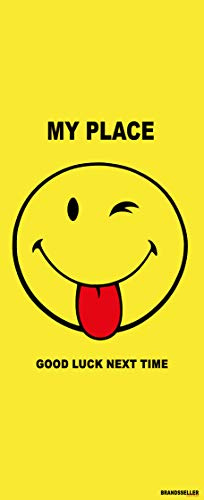 Brandsseller Badetuch 92x187 cm Smiley Strandtuch Handtuch Strandlaken - Gelb Good Luck