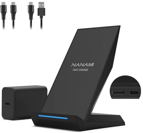 Fast Wireless Charging Stand, Equipped with PD 30W Adapter, High Speed Universal Charger with Extra USB-A Port Compatible with iPhone 17/16/15/14/13/12/11, for Samsung Galaxy S26/S25/S24/S23/S22
