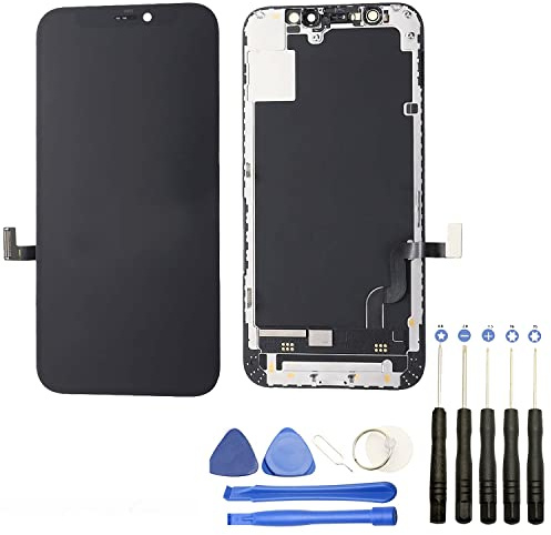 Visiodirect® Ecran Complet: Vitre Tactile + écran LCD Compatible avec IPhone 12 Mini Taille 5.4 Noir + Kit Outils