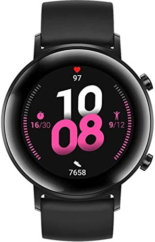 HUAWEI Watch GT 2 (42 mm) Smart Watch, 1.2 Inch AMOLED Display with 3D Glass Screen, 1 Week Battery Life, GPS, 15 Sport Modes, 3D glass screen, Matte Black (Renewed)