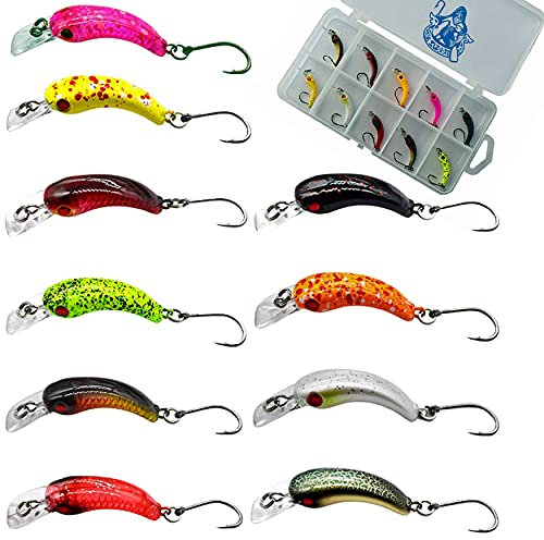 Messeneuheit 2025 UV aktive Premium Forellen Wobbler Set in fängigen Farben | Wobler auf Forelle Angeln Wobbler | Forellenwobbler Forellenköder Wobbler Forelle | 1,3g und 3,9cm (10x in Box)