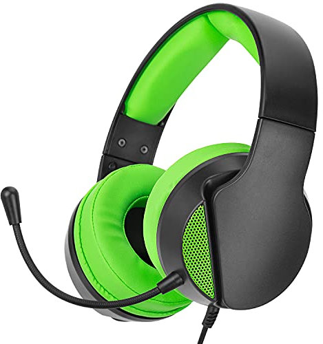 NITHO JANUS Cuffie Gaming per PC, PS4, PS5, Xbox One, Xbox Series X/S, Mobile, Tablet, Cuffie da Gioco Over-Ear con Microfono Rimovibile, Jack Audio 3.5 mm, Driver 40 mm, Multipiattaforma - Verde