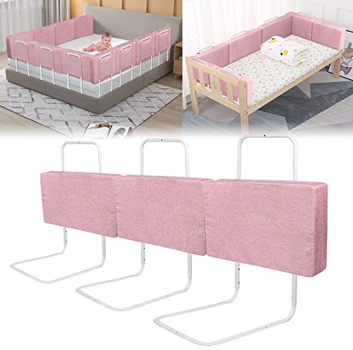 ACXIN 3 x Bettgitter Baby Bettschutzgitter Rausfallschutz Bett Bettgitter Verstellbare Höhenverstellbar Kinderbettgitter für Familienbett und Kinderbett (50cm, Kirschblütenpulver)