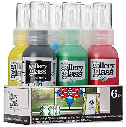 Gallery Glass, Basic Stained Kit, 6 Piece Glass Paint Set for DIY Arts and Crafts, Perfect for Beginners and Artists, 1 Count (Pack of 1)