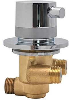 G1/2 1 Way Output Thermostatic Brass Shower Faucets Wall Mounted Cold & Hot Water Mixing Valve Mixer Tap, Brass Thermostatic Cartridge, Open/Closed Switch, Auto-Thermostat (Thermostat Valve)