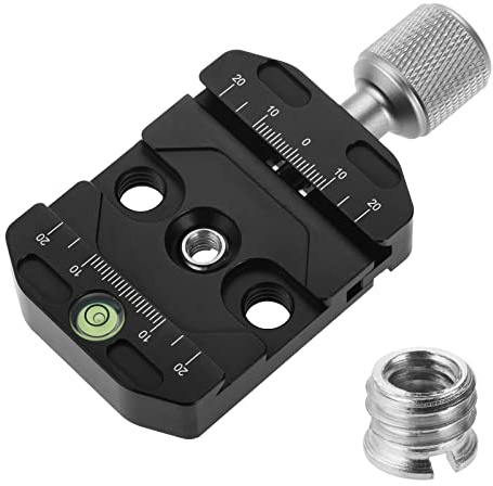 Aupoko Schnellwechselplatte Klemme 50mm, Universal Klemme Adapter QR-50, Quick Release Plate Clamp 1/4 auf 3/8 Kompatibel mit Arca Swiss Kugelkopf