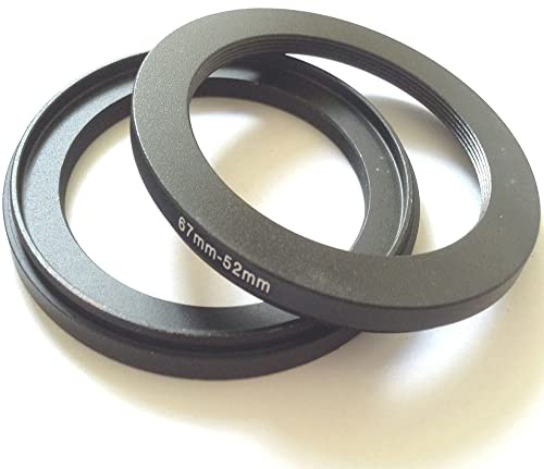 2x Metal 67-52mm Step-Down Rings D-SLR Video Camera Lens Connect-ing Size 67mm To 52mm Filter Aperture Adapter Circle Screws Photo Picture View Fix-ed Connector Photograph Parts Accessories