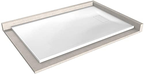 Bernstein Duschtasse 80x140 cm Weiß matt GT-Serie aus SMC, Flache Duschwanne 2,6 cm, Rechteckiges Duschbecken in Steinoptik