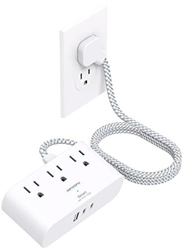 Flat Plug Power Strip 6 Ft, HANYCONY Ultra Thin Flat Extension Cord, 3 Outlets 3 USB Ports(2 USB C) Multi Plug Outlet Extender with No Surge Protector for Cruise Ship, Travel, Dorm Room Essentials