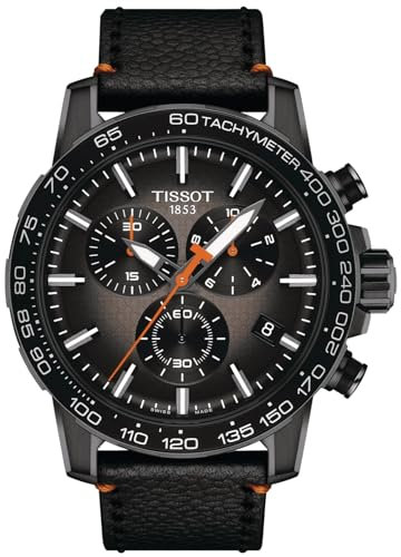 Tissot Mens Supersport Chrono Basketball Edition 316L Stainless Steel Case with Black PVD Coating Quartz Watch, Black, Leather, (T1256173608100)