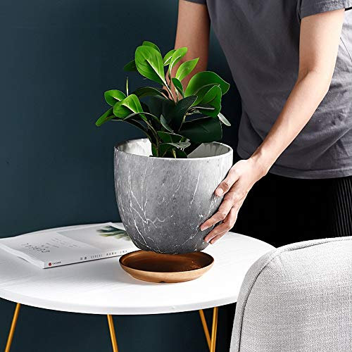 GImLY Runde Sukkulenten-Pflanzgefäße, Keramikvase, Marmor-Blumentopf, Sukkulenten- und Kaktustopf und Untertasse, Keramik-Blumen- und Pflanzenbehälter, einfache Geschenkidee (Size : L)