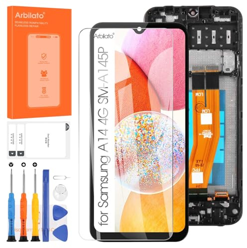 Pantalla para Samsung Galaxy A14 4G de reemplazo de pantalla para Samsung A145P A145R pantalla LCD Touch digitalizador montaje piezas de reparación (negro con marco, 6,6 )