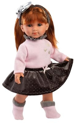 Llorens 1053551 Puppe Nicole, mit roten Haaren und blauen Augen, Fashion Doll mit weichem Körper, inkl. trendigem Outfit und Haarreif, 35 cm
