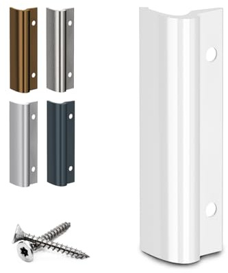 VOOXA Premium Balkontürgriff Alu 70x22mm RAL9016 Weiss + Schrauben | Ultraschlank – passend für Insektenschutz & Rollläden | für Balkon-/Terrassentür außen