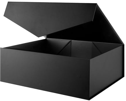 BLK&WH Extra große Geschenkbox mit Deckel, 50,8 x 40,6 x 17,8 cm, schwarze Geschenkbox für Kleidung und große Geschenke (mattschwarz)