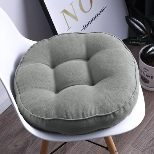 Bettschlange 2er Set Stuhlkissen, Sitzkissen Boden für Indoor und Outdoor, Waschbare Stuhlauflage für Bank und Stuhl, Bodenkissen für Zuhause Büro Küche Esszimmer,Hellgrau,Rund, 40x40cm